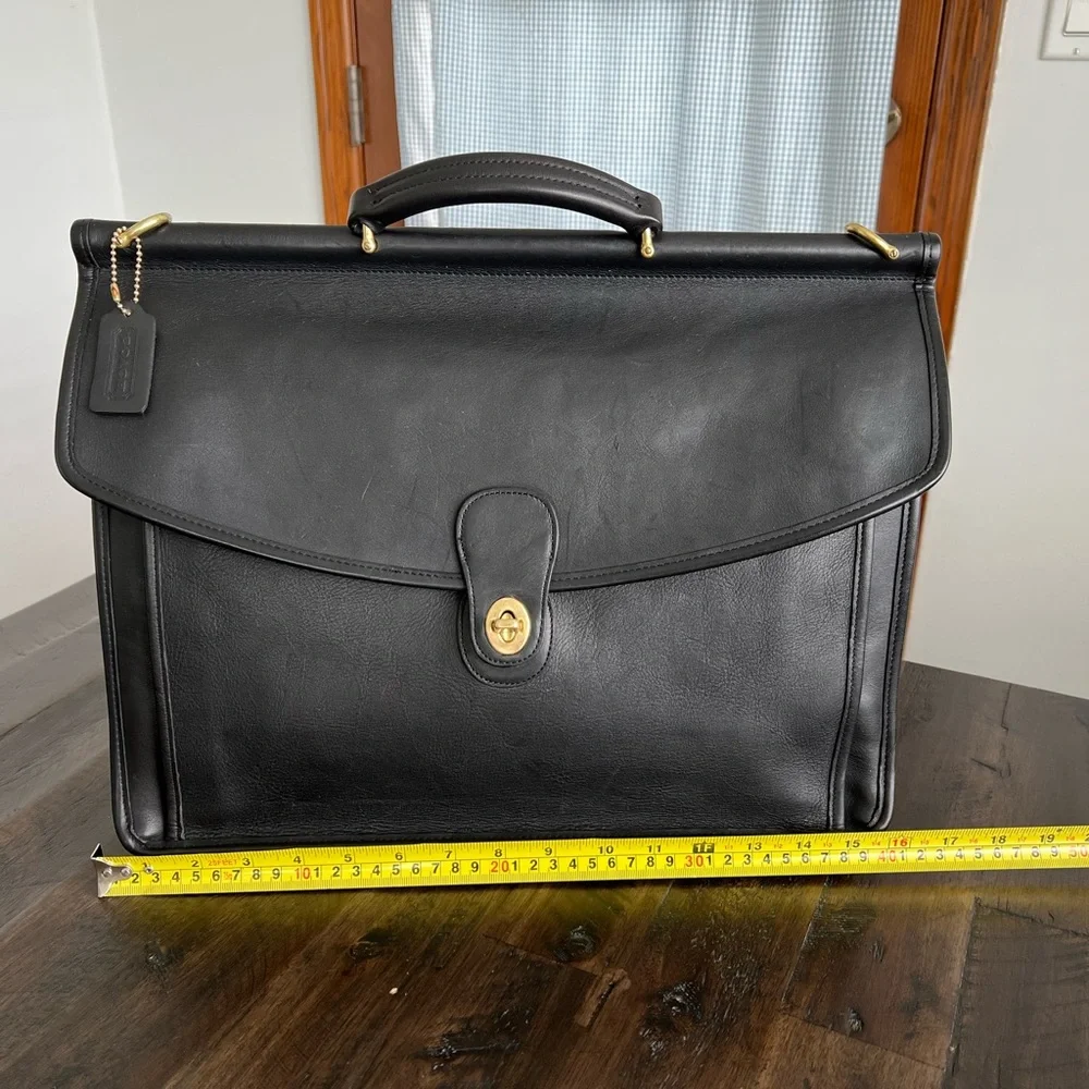 Coach Vintage Black Leather Briefcase Bag - Picture 5 of 8